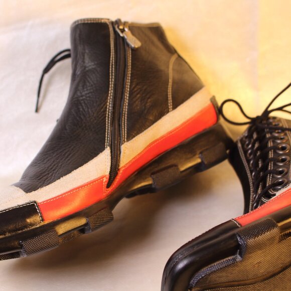 Donald J. Pliner Black and Red Leather Boots - Picture 6 of 15